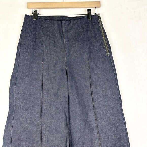 Hemline Brigitte Denim Pants Size Medium Wide Leg Dark Wash Cuffed NEW High Rise - Picture 4 of 7
